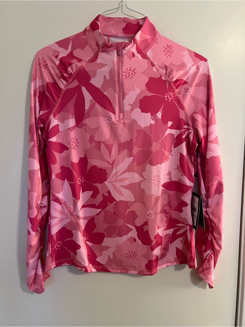 NWT G/Fore pink printed 1/4 zip, size M